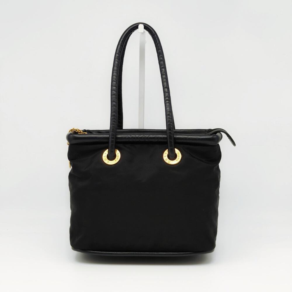 Vintage Celine Paris Black Nylon Leather Trim Tote Handbag Italy - Picture 2 of 12